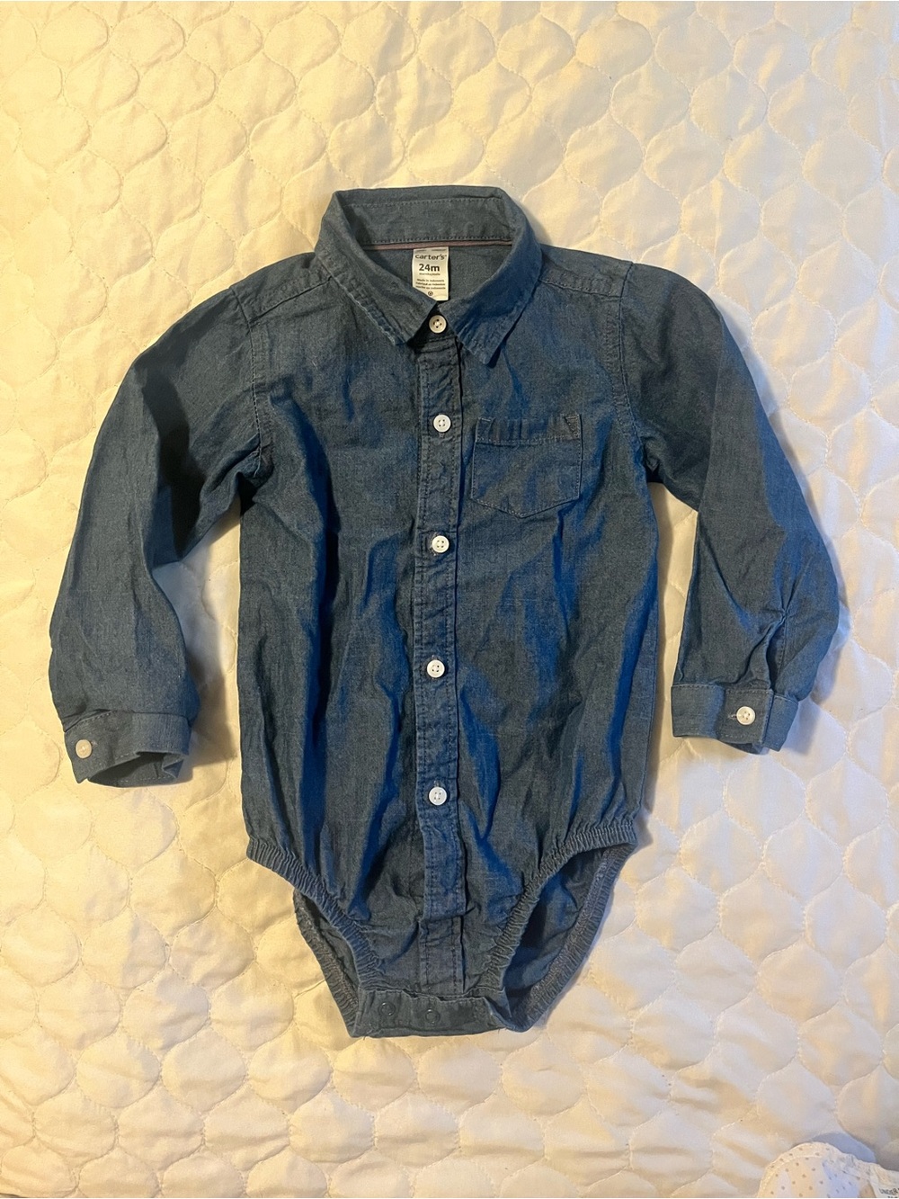 Carter’s Children's Denim Button-Up Onesie Piece Shirt - 24M